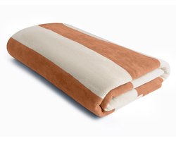 Yumeko strandlaken velours terracotta stripe 100x180 - 1 st - Biologisch & ecologisch