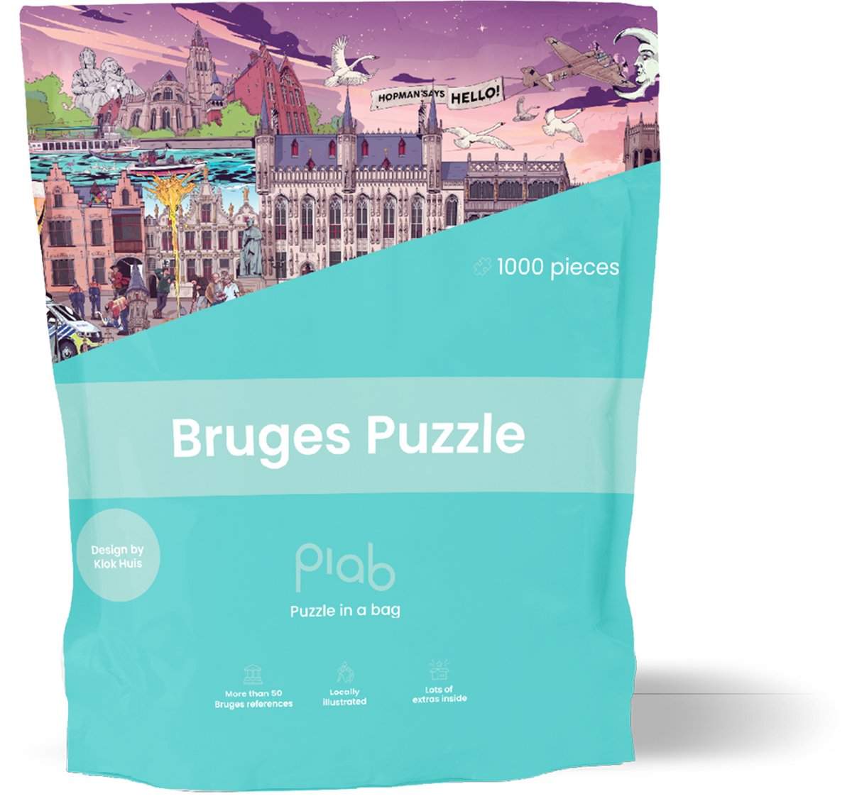 Puzzle in a Bag - Brugge Puzzel 1000 Stukjes - Stadspuzzel voor Volwassenen - Ideaal cadeau voor puzzelaars die van Brugge houden