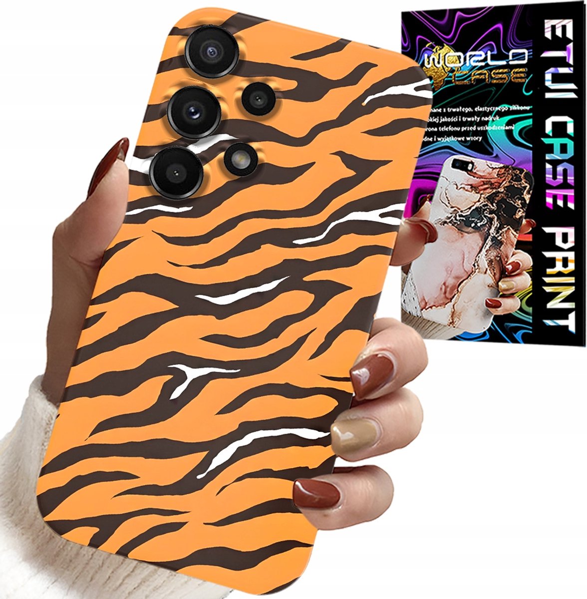 HOESJE VOOR SAMSUNG GALAXY A32 5G - ACHTERKANT MET TIJGERSTREEPJES + GLAS