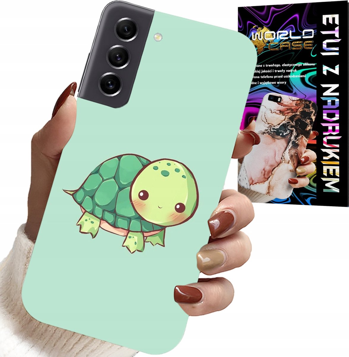 HOESJE VOOR SAMSUNG GALAXY S21 - LEUKE SCHILDPADDENPATRONEN VOOR KINDEREN + GLAS