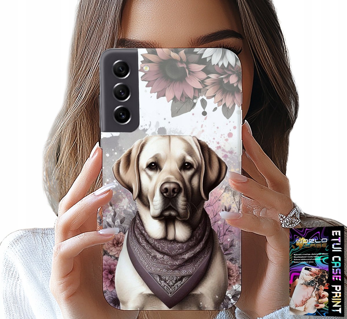 HOESJE VOOR SAMSUNG GALAXY S21 - HONDENPATROON (HUSKY) + GLAS