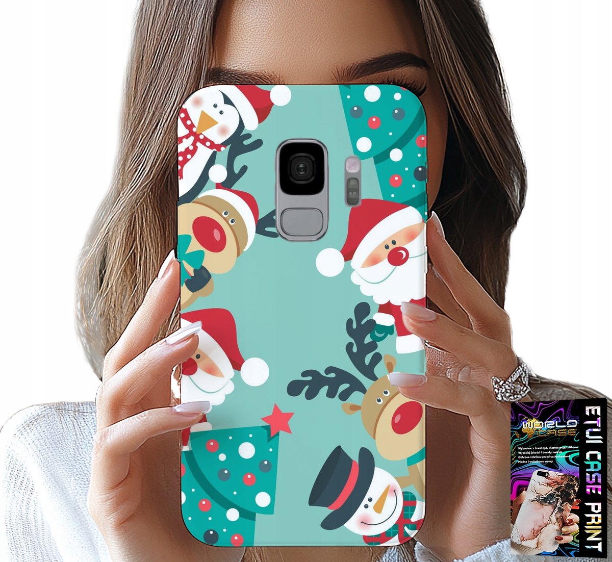 HOESJE VOOR SAMSUNG GALAXY S9 - KERSTMAN, RENDIER, SNEEUWPOP KERSTPATRONEN