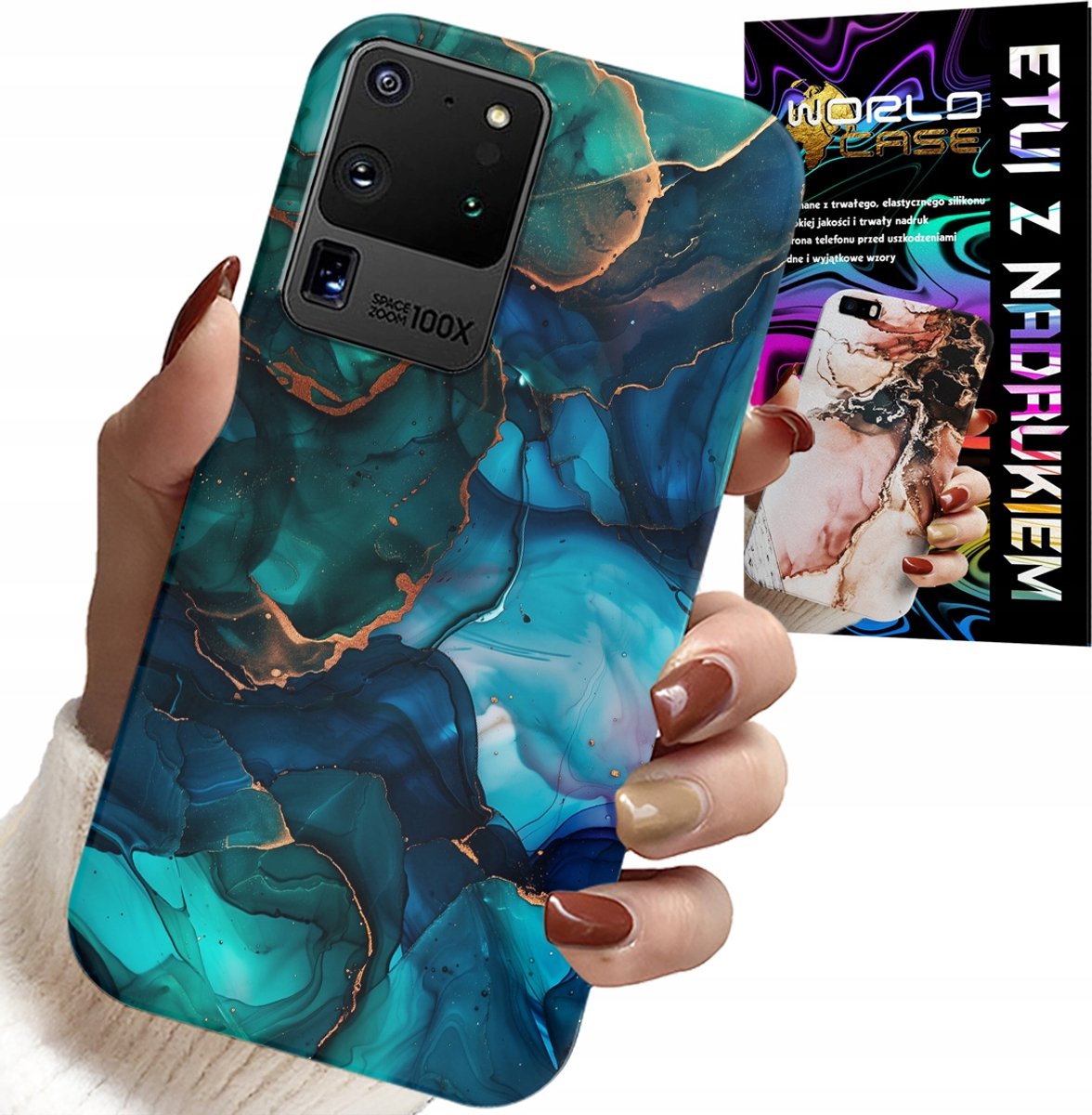 HOESJE VOOR SAMSUNG GALAXY S20 Ultra - BLAUWGROEN MARMERPATROON ACHTERKANT