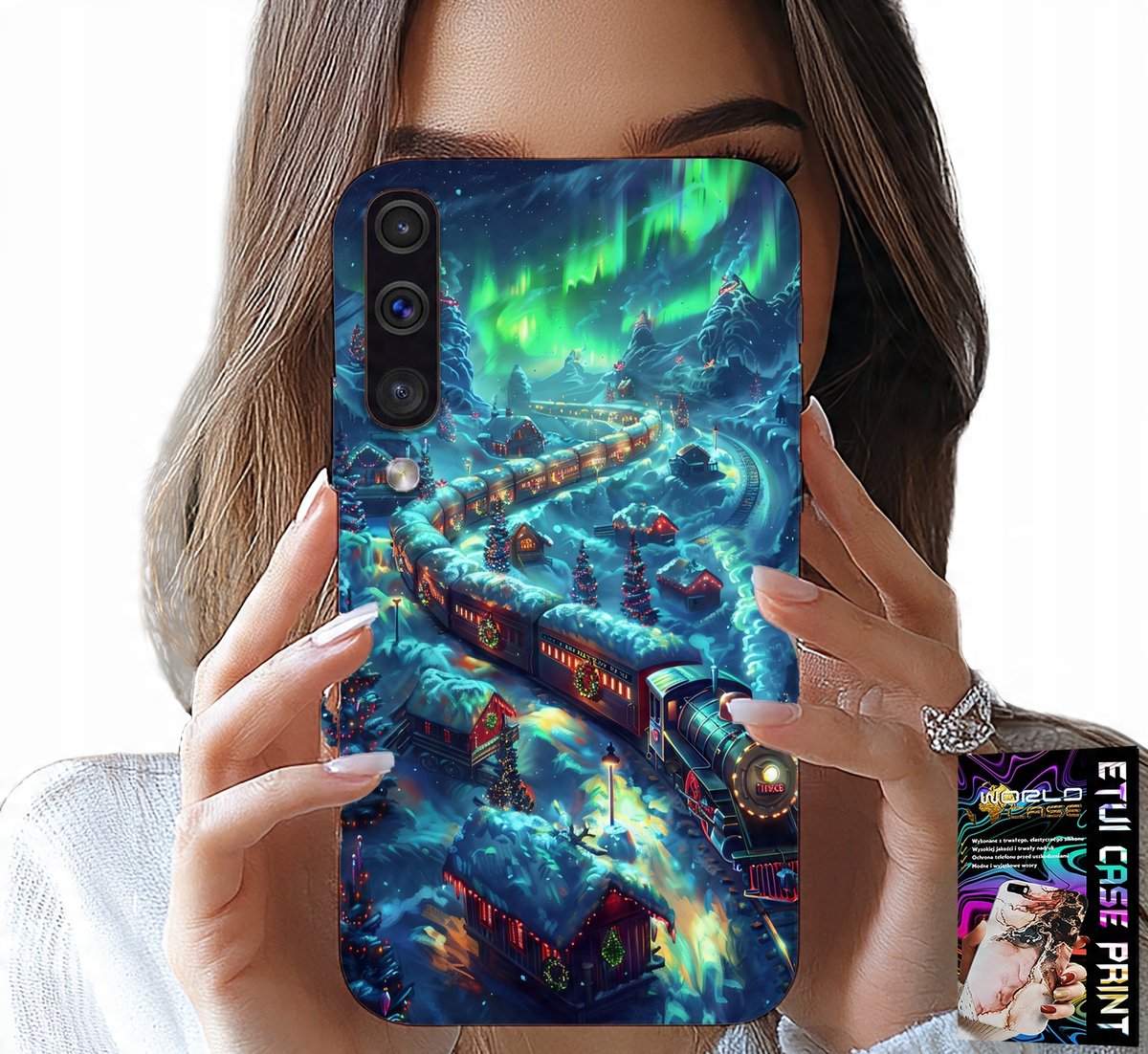 HOESJE VOOR SAMSUNG A50 / A30S - TREIN, CHRISTMAS EXPRESS PATROON + GLAS