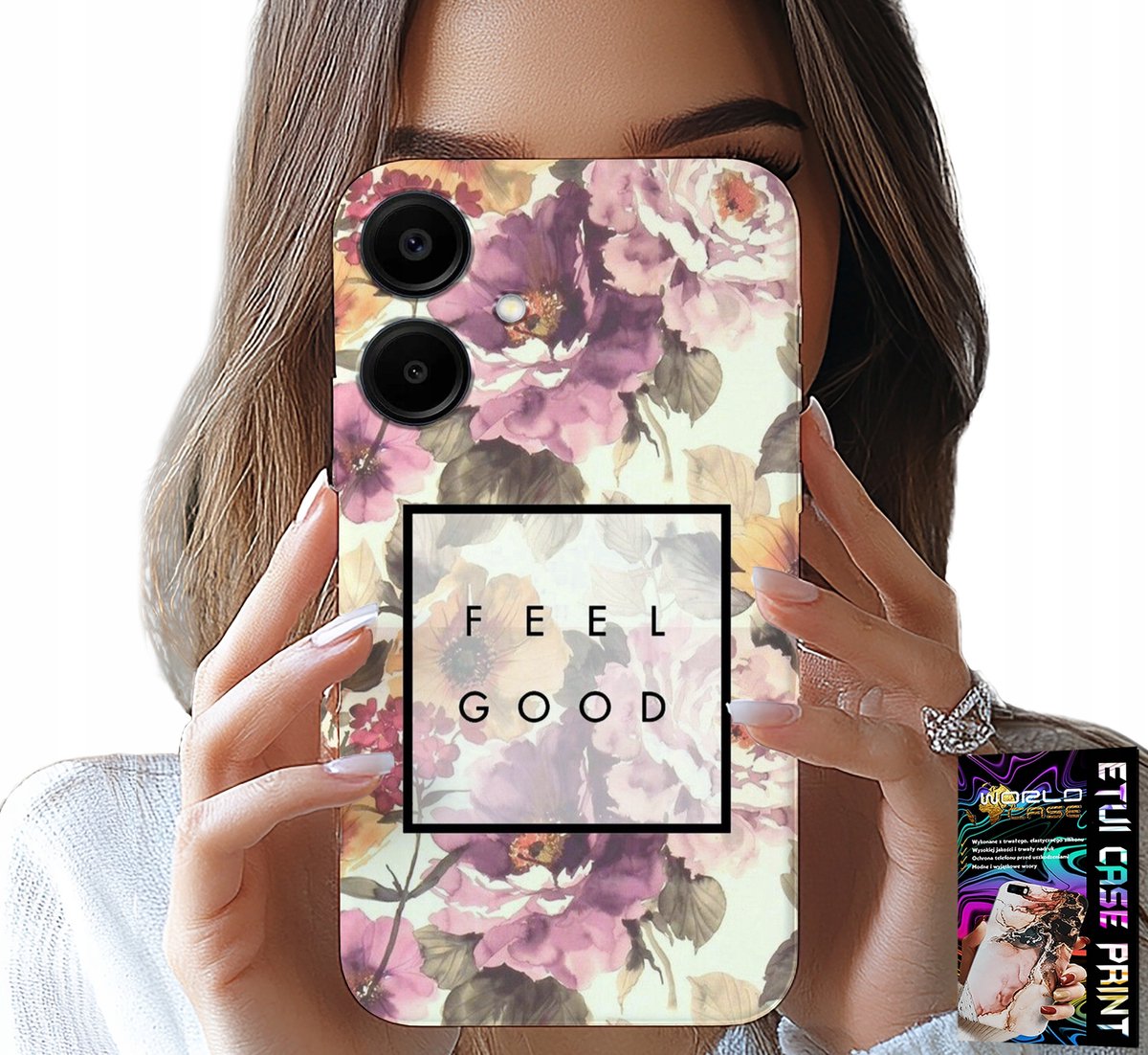 Hoesje voor Samsung Galaxy A06 5G - Bloemenpatroon, modieus voor dames + bril