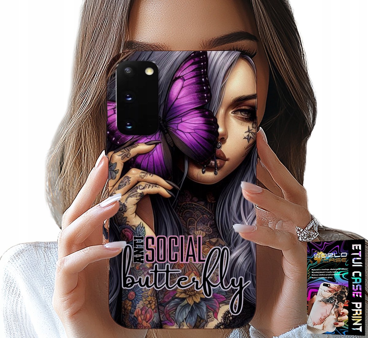 HOESJE VOOR SAMSUNG GALAXY S20 - ANTI-SOCIAL BUTTERFLY ROZE + FILM