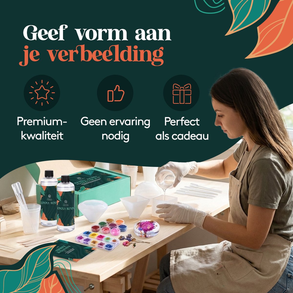 Home of Creations Epoxy Starterspakket - Giethars & Resin Art - Knutselpakket Volwassenen - Decoratie - Moederdag Cadeau — afbeelding 2