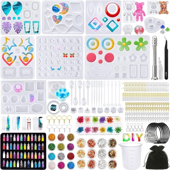 SAVI® Epoxy Starterspakket - Zelf Sieraden Maken Set – Resin Starterskit Inclusief Giethars En Mallen – Veelkeurig - ‎23cm x 21cm x 9cm; 0.75 kg