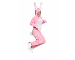 Partychimp Onesie Paashaas Kostuum Paashaas Pak Pasen Konijn Pak Mascotte Verkleedpak Haas Halloween Kostuum Volwassenen Horror Haas Carnavalskleding Heren Carnavalskleding Dames Verkleedkleren Volwassenen Carnaval - Roze - Maat XL
