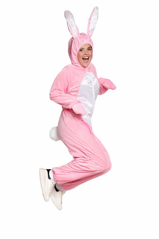 Partychimp Onesie Paashaas Kostuum Paashaas Pak Pasen Konijn Pak Mascotte Verkleedpak Haas Halloween Kostuum Volwassenen Horror Haas Carnavalskleding Heren Carnavalskleding Dames Verkleedkleren Volwassenen Carnaval - Roze - Maat XL