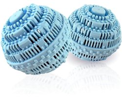 Set van 2 wasballen — Groot formaat — Natuurlijke, chemicaliënvrije wasballen voor wasmachines — Anti-klit wasballen (Lichtblauw)