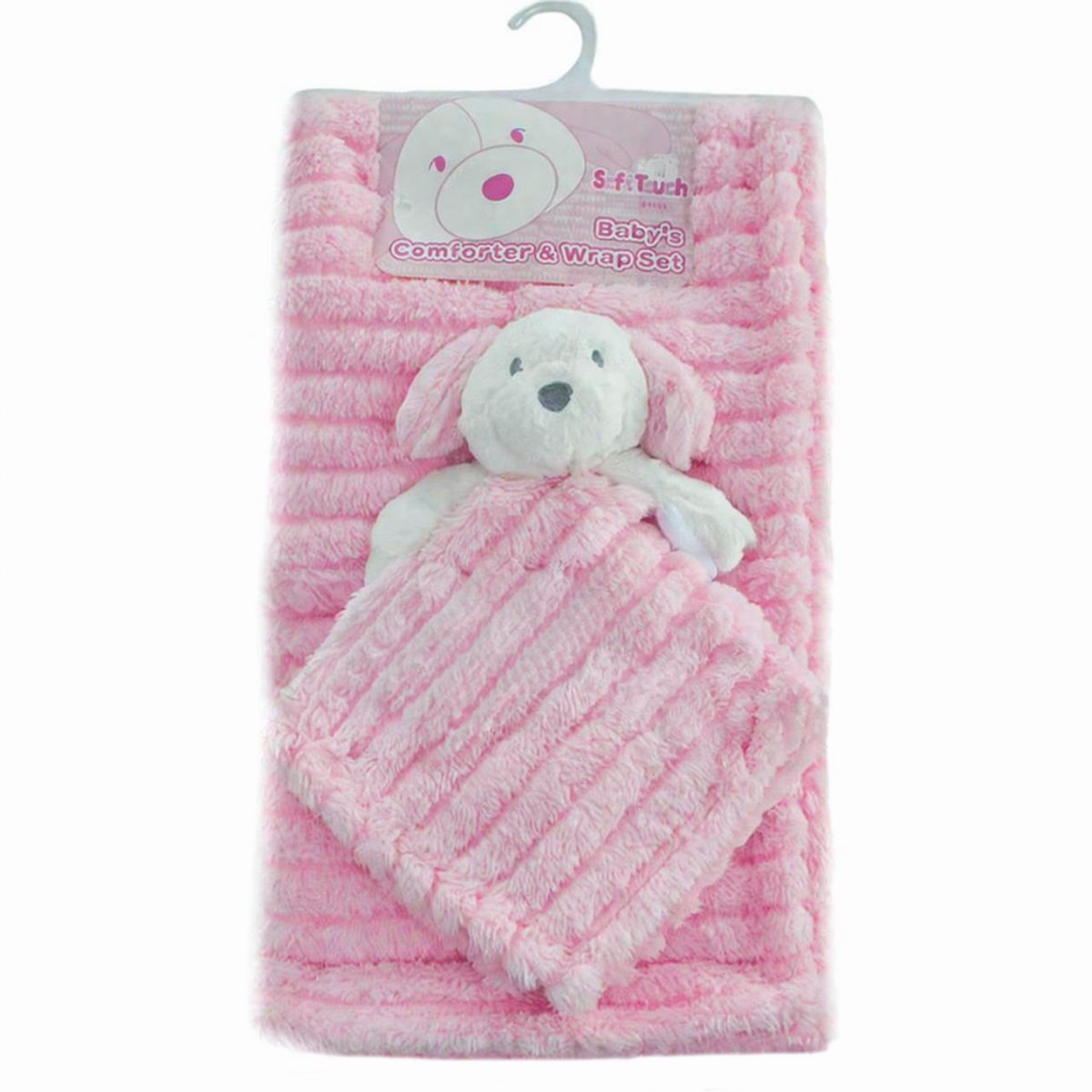 Soft Touch - Baby Set - Knuffeldoek & Dekentje (75x90 cm) - Roze - Hondje
