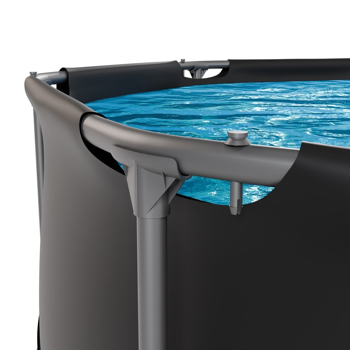 VirtuFit Rond Zwembad Ø244 x 76 cm - Incl. Filterpomp - Opzetzwembad - Duurzaam & Veilig Stalen Frame - Antraciet — afbeelding 9