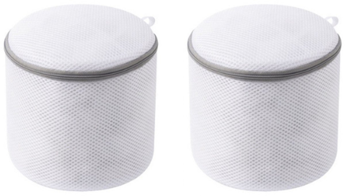 BH Waszakje – 2 Stuks – Grijs – Waszak voor Beha – Lingerie Waszak – Beschermende Waszak met Rits – Voor Wasmachine – Voorkomt Vervorming & Beschadiging – 15x17 cm