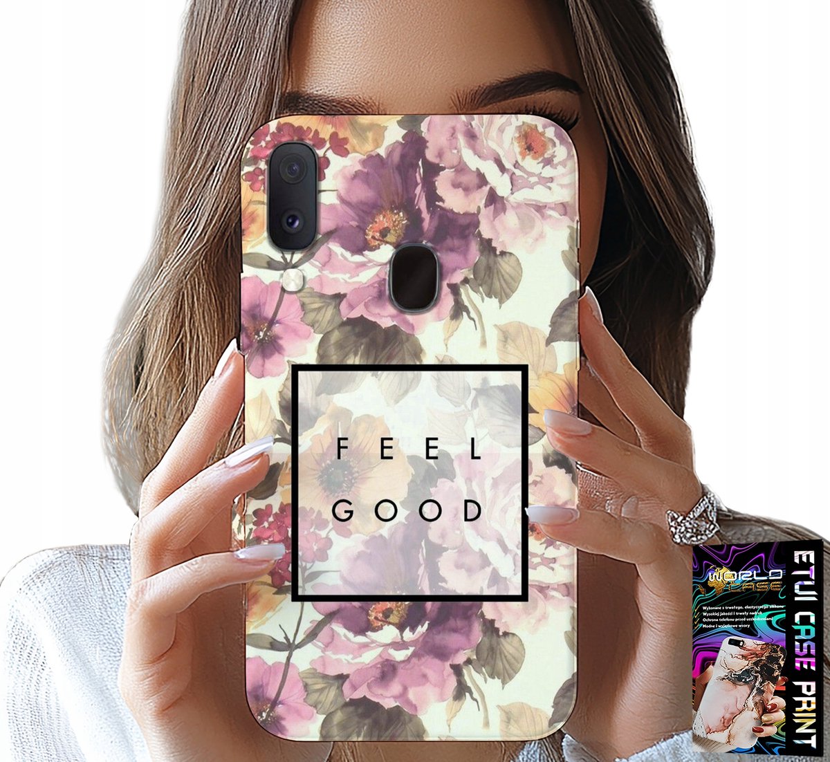 Hoesje voor Samsung Galaxy A20E - Bloemenpatroon, modieus dames + bril