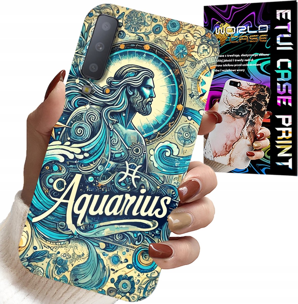 HOESJE VOOR SAMSUNG A7 2018 - STERRENBEELD, WATERMAN, ASTRONOMIE ACHTERKANT