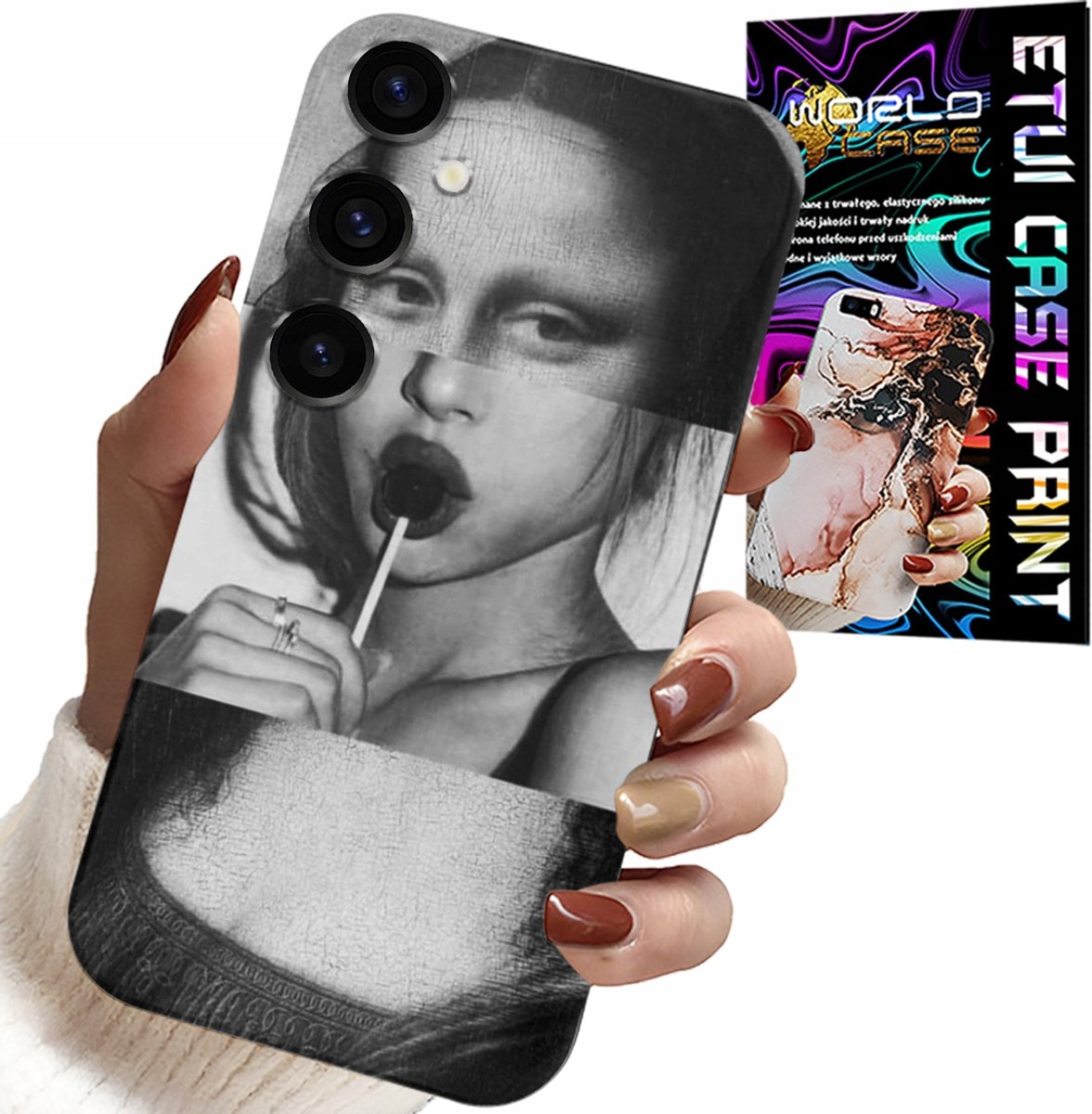 HOESJE VOOR SAMSUNG GALAXY A34 5G - MONA LISA MET LOLLIPOPP MODERNE PATRONEN