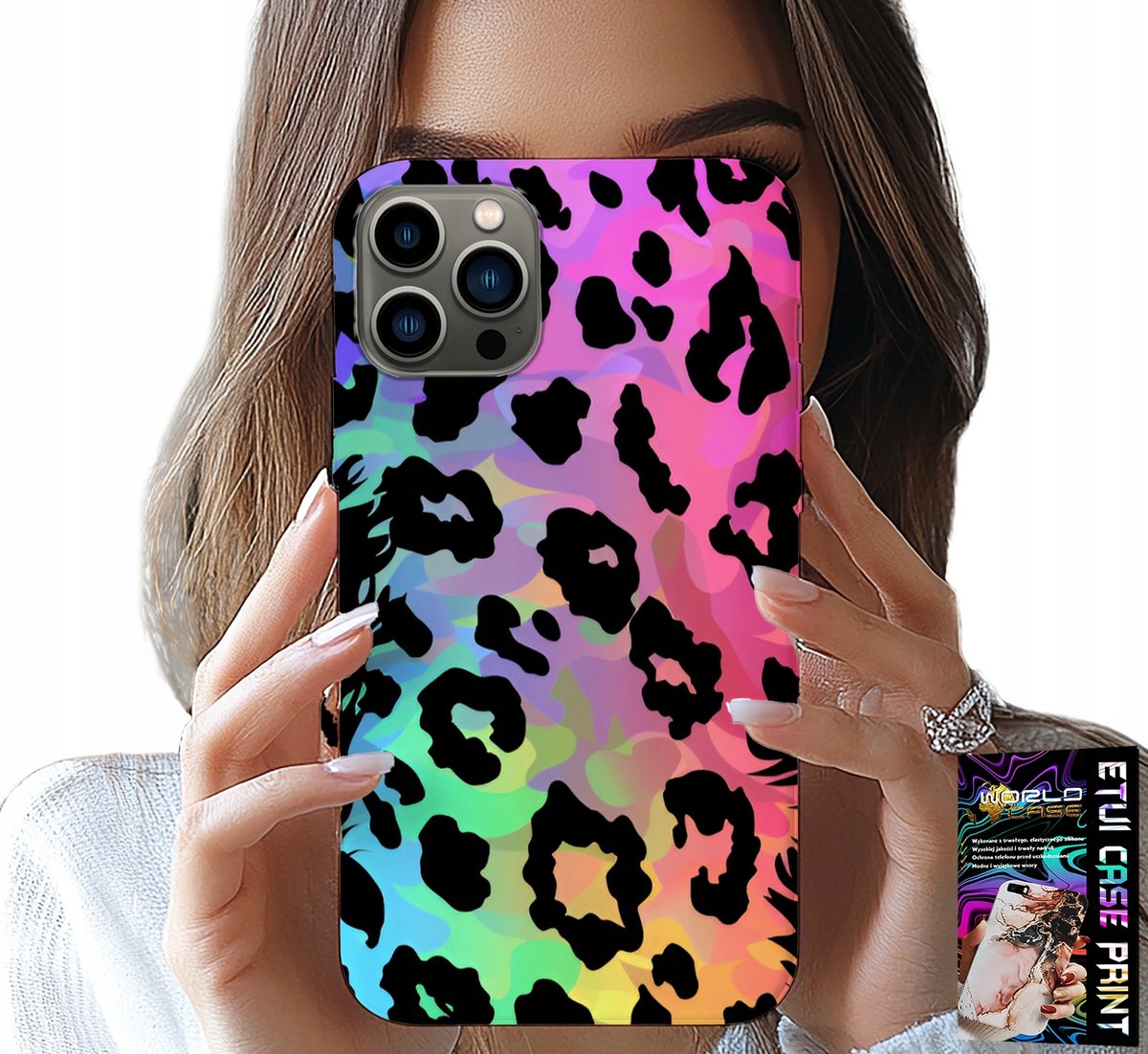 HOESJE VOOR IPHONE 11 PRO MAX - KLEURRIJKE REGENBOOG LUIPAARD GLAZEN ACHTERKANT