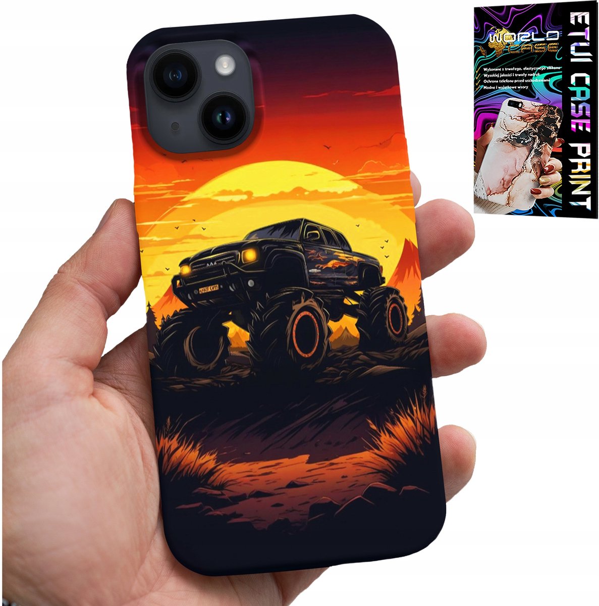 iPhone 15 hoesje - Monstertruck, vrachtwagen, patronen + glas