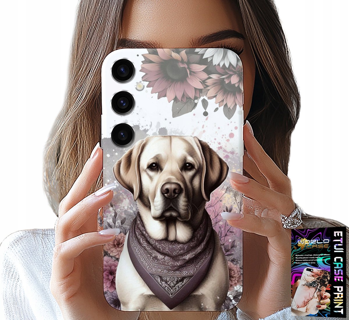HOESJE VOOR SAMSUNG GALAXY A04S - HONDENPATROON (HUSKY) + GLAS