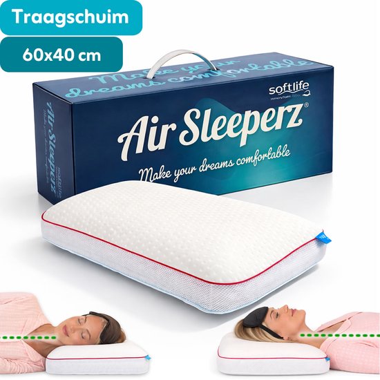 AirSleeperz® SoftLife Hoofdkussen - Superior- 60x40 cm - Ultiem Comfort - Hotelkwaliteit en Ondersteunend - Perfect voor rug- & zijslapers - Hypoallergeen - Ergonomisch Kussen