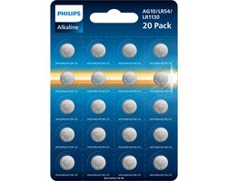 Philips Alkaline - Knoopcel batterijen - LR54 (LR1130/AG10) - 1.5V - 20 stuks