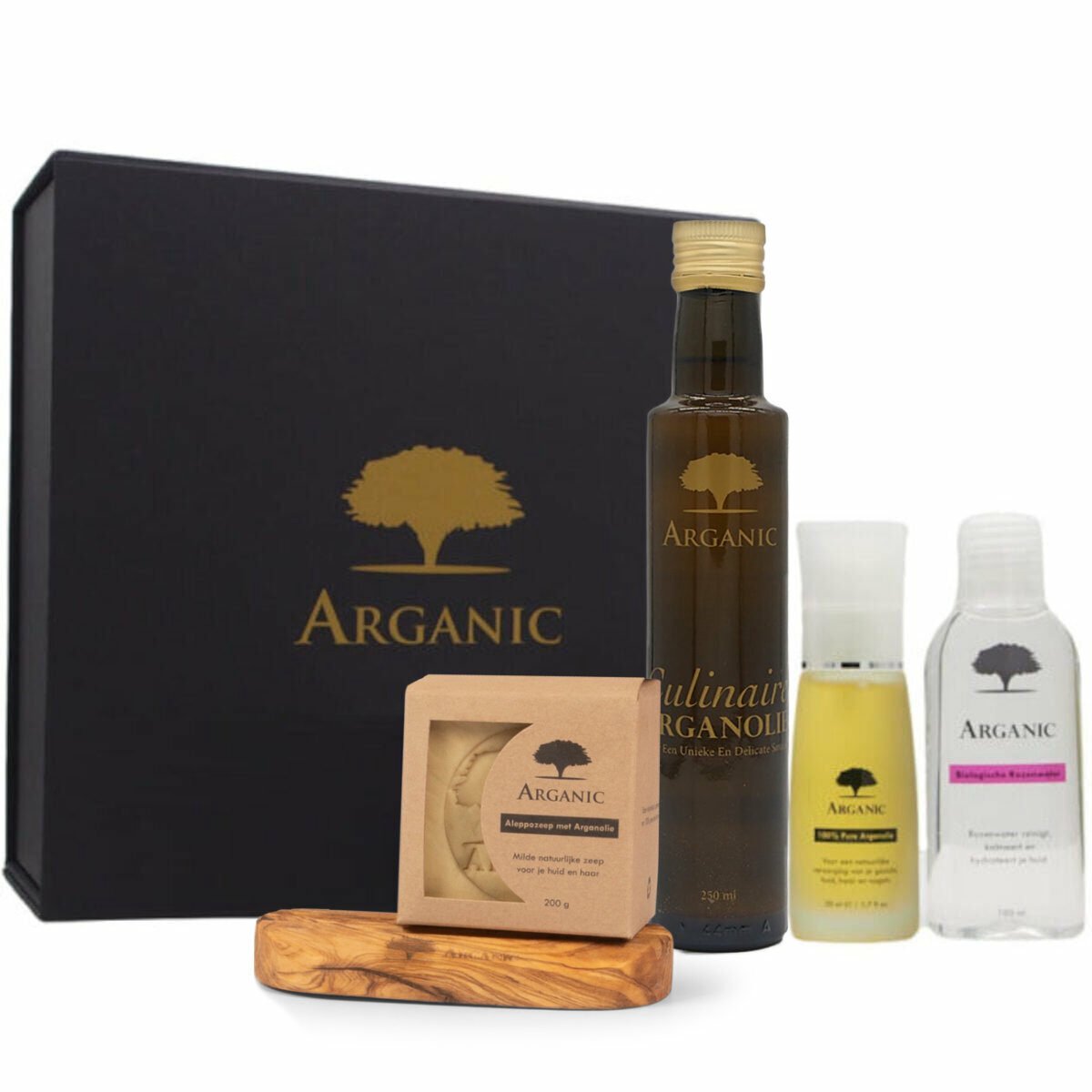 Souk Cadeaupakket - Luxe Geschenkset - Arganolie, Aleppozeep & Rozenwater - Verzorging & Delicatessen