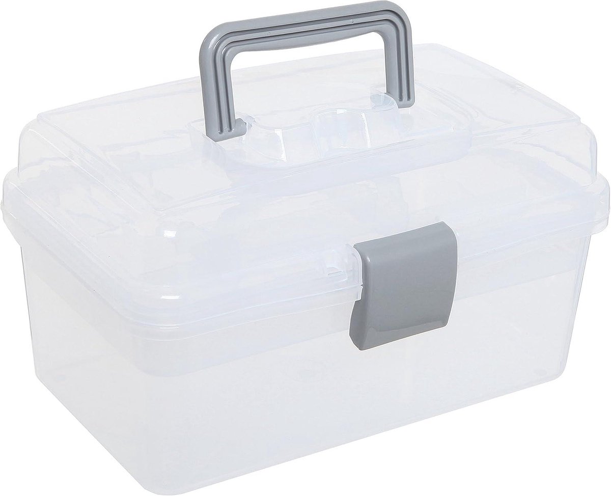 Opbergdoos - Draagbare Organizer Koffer - Met Afneembare Tray En Vergrendeling - 1 Stuk - Wit