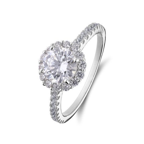 Lucardi Bague en argent avec zircone pour femme - Bague - Argent 925 - Couleur argent - 17 / 53 mm