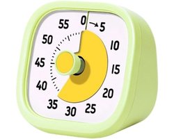 Timer - Visuele timer - Stille timer van 60 minuten voor in de klas - Kooktimer voor in de keuken - Aftelklok voor lesgeven, werk en vergaderingen, geschikt voor kantoor of keuken (avocadogroen)