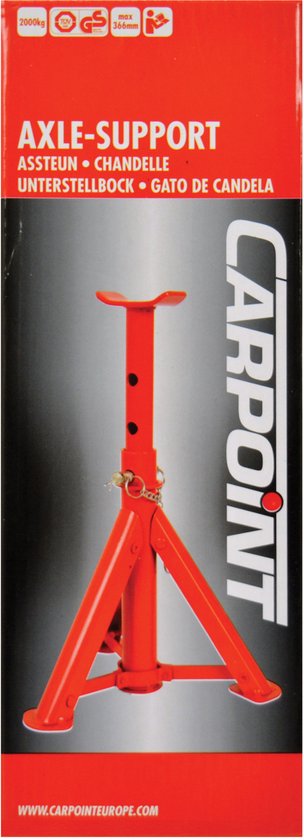 Oranje Carpoint assteun met "CARPOINT" logo, belastbaar tot 2000kg.