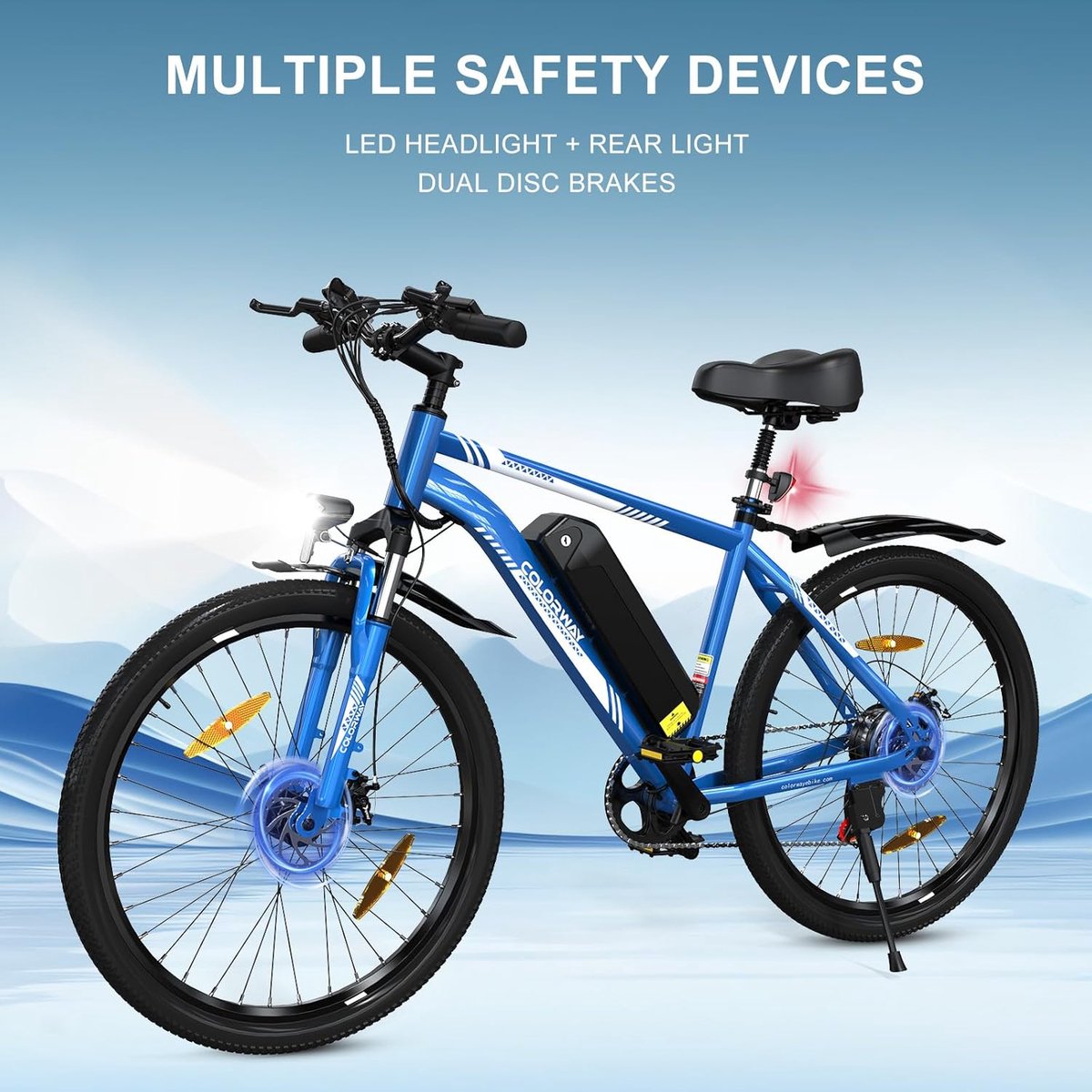 Colorway Elektrische Fiets BK15 - Trendy 26Inch Mountain EBike met Afneembare 36V 15Ah Lithium Batterij - City Commuter E-Bike met 250W Motor - 7 Versnellingen - IP54 Waterdicht thumbnail 4