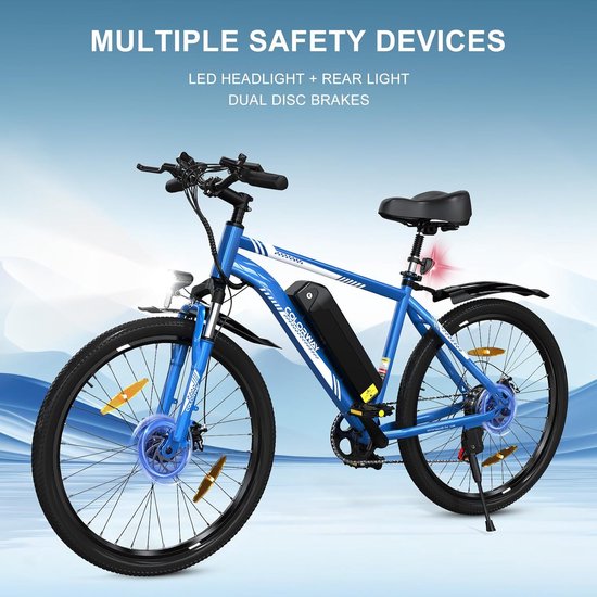 Colorway Elektrische Fiets BK15 - Trendy 26Inch Mountain EBike met Afneembare 36V 15Ah Lithium Batterij - City Commuter E-Bike met 250W Motor - 7 Versnellingen - IP54 Waterdicht van Colorway — afbeelding 4
