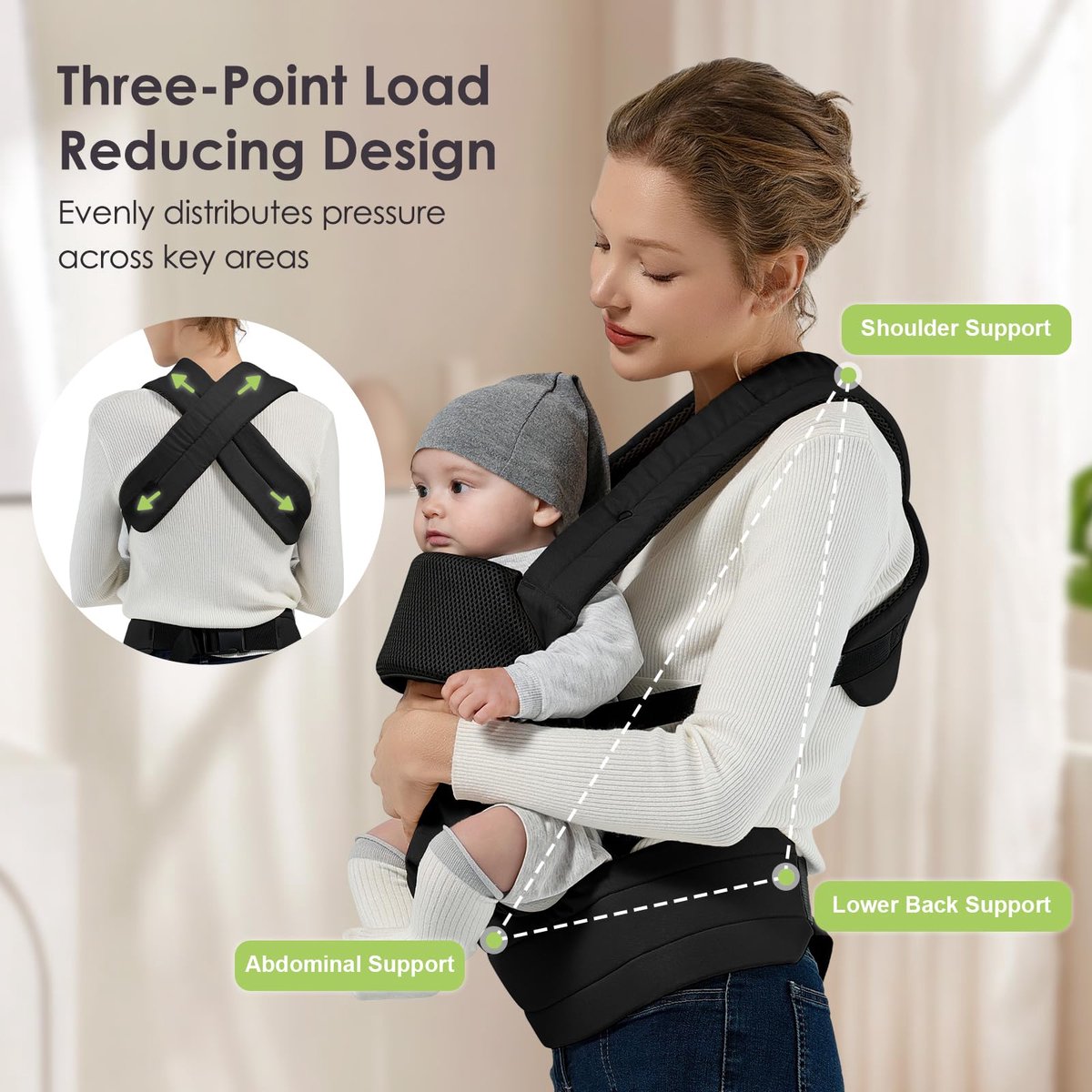 Draagzak Baby - Babydrager - Kinderdrager - Draagzakken - Draagzak Peuter - Draagzak - Baby Draagzak - Draagzak Peuter en Baby - Maximale Belasting 20 kg - Ergonomische M-positie - Rugdrager - Verstelbaar en Ademend - Draagzakken - Babydraagzak – foto 3