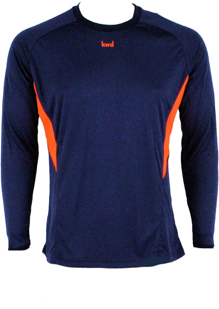 KWD Sportshirt Bueno lm, mt 140/152, navy/neon oranje