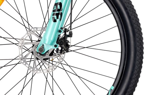 VERDANT CALIX Mountainbike 26", MTB-fiets voor dames en heren, fiets 6 inch - vering, schijfremmen, 21 versnellingen - Wit-Roze-Mintgroen van Verdant — afbeelding 3