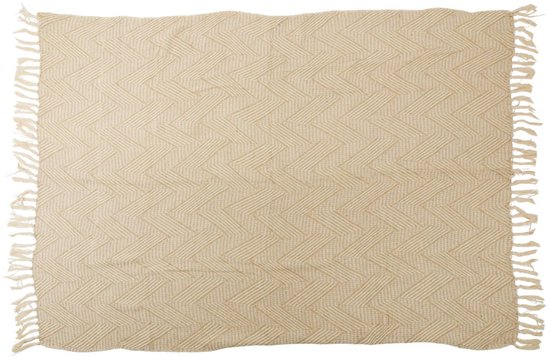 Arti Casa Katoenen Plaid - 130 x 170 cm - Decoratieve Deken met Franjes - Katoen - Beige / Naturel