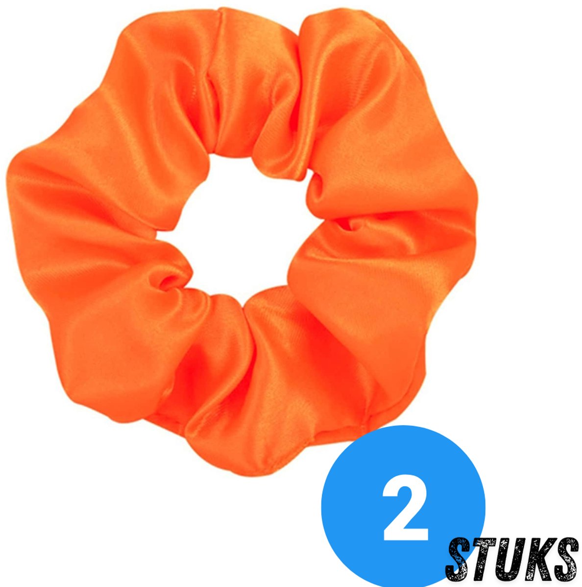 Chipa - Oranje Scrunchie Satijn – 2 stuks - Haar accessoires – Perfect voor Koningsdag - Zachte Elastiek – Trendy & Comfortabel - Kingsday - Koningsdag accessoires