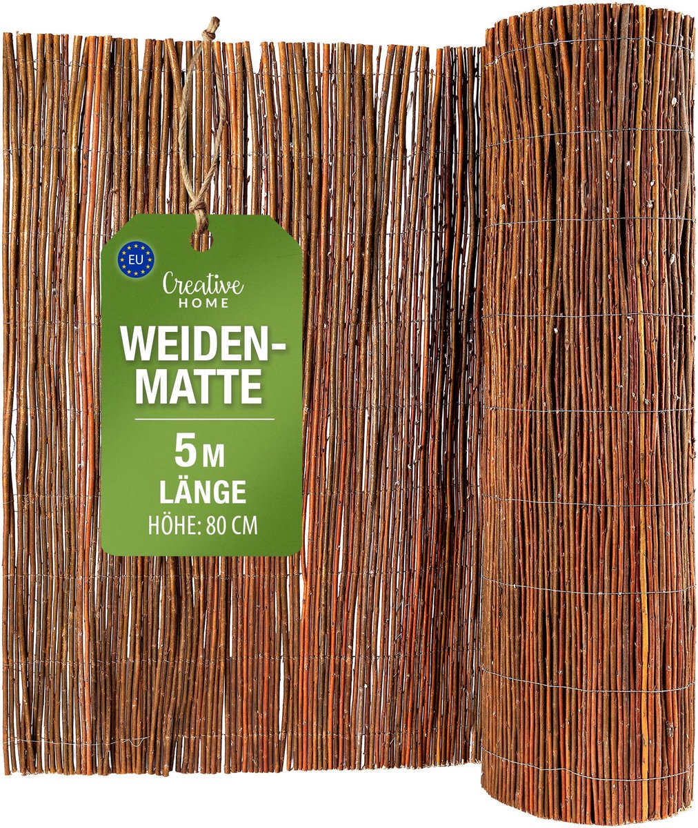 Creative Home wilgenmat balkon wilg 80 x 500 cm (H x L) | natuurlijk privacy scherm hek | mat tuin | zonwering balkon windbescherming terras tuinafscheiding