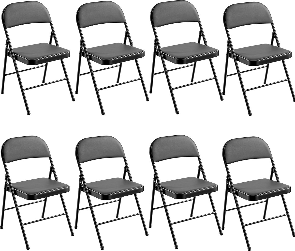 xDays Klapstoelen - Set van 8 – Opvouwbare Stoelen – Inklapbaar & Lichtgewicht – voor Binnen & Buiten – Eettafelstoel – Ruimtebesparend – Zwart