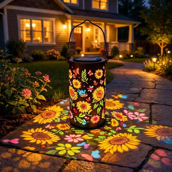 Taishengda - Zonnebloem tuinverlichting, op zonne-energie, weerbestendige LED-verlichting, tuinverlichting op zonne-energie – voor achtertuin, boerderij, balkon, gazon, pad, looppad, garage