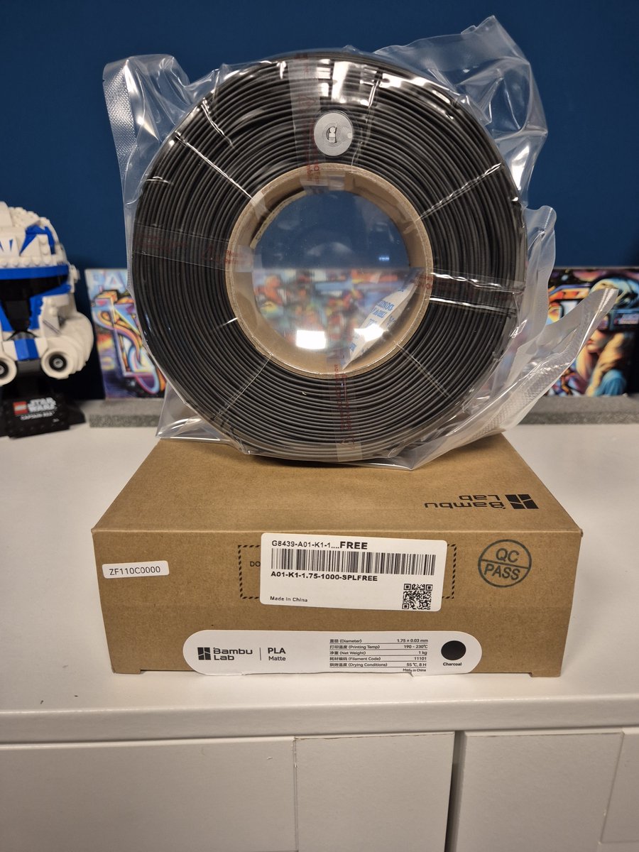 Bambu Lab - PLA Matte 1.75mm Filament – 1kg – zwart (charcoal black) - zonder spoel