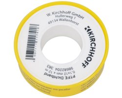 Afdichtband PTFE - Draadafdichting Tape - Loodgieterswerk - Chemisch Bestendig - 12mm x 12m - Wit