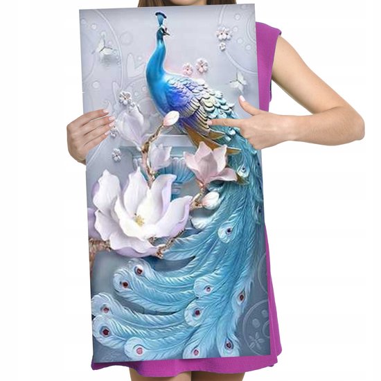 Diamond Painting XL - 40x80 cm - Mozaïek - Dieren - Pauw — afbeelding 2