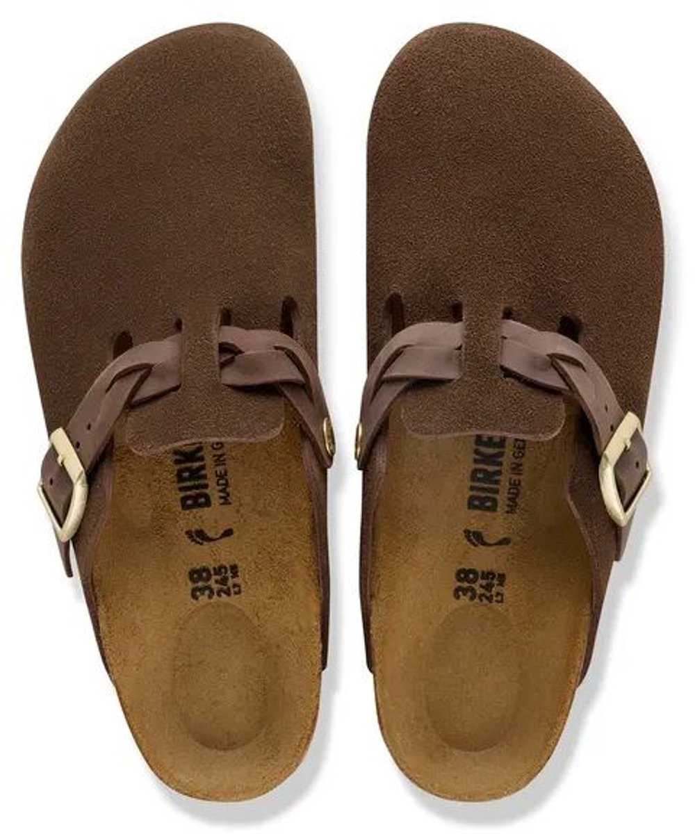 Birkenstock Boston Braided Suede Carafe Bruin