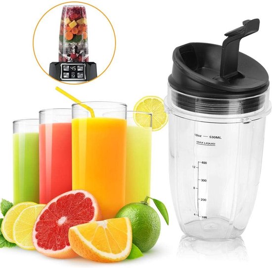 Reservebeker met deksel - Extra kan set - Mixer onderdelen - Herbruikbaar ontwerp - 530 ml - Transparant — afbeelding 4