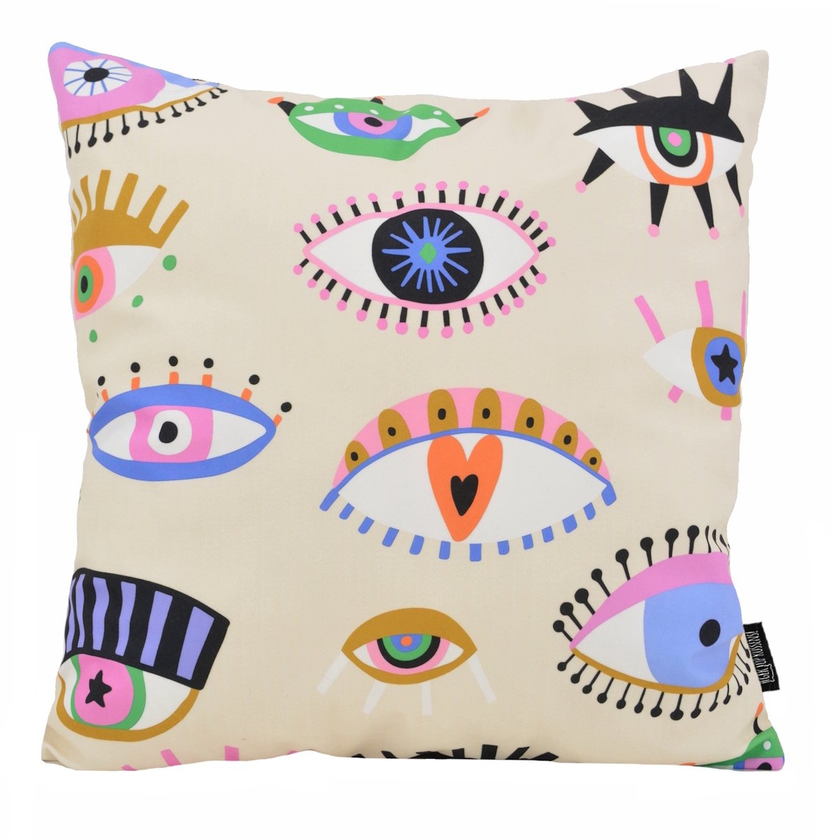 Gek op Kussens! Sierkussen Colorful Eyes Creme | 45 x 45 cm | Katoen/Polyester