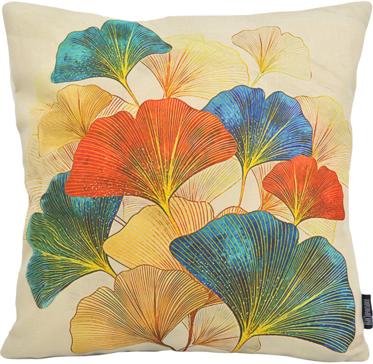 Gek op Kussens! Sierkussen Ginkgo #3 | 45 x 45 cm | Katoen/Linnen Multi