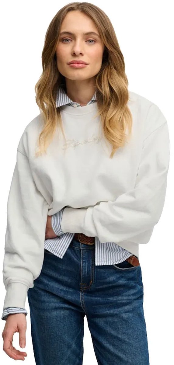 Superdry Script Brand Loose Crew Sweatshirt 2XS Vrouw Creme