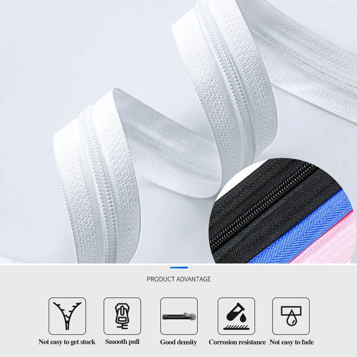 Nylon Rits - Ritsband Schuivers - DIY Naaien - Metergoed 10 Meter - 20 Schuivers - Bruin